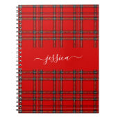 Red tartan plaid script name binder notizblock (Vorderseite)