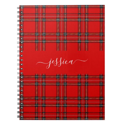 Red tartan plaid script name binder notizblock (Vorderseite)