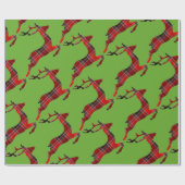 Red Tartan Rentier Schottische Weihnachten Geschenkpapier (Flach)