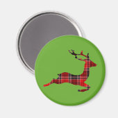 Red Tartan Rentier Schottische Weihnachten Magnet (Vorderseite/Rückseite)