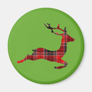 Red Tartan Rentier Schottische Weihnachten Magnet