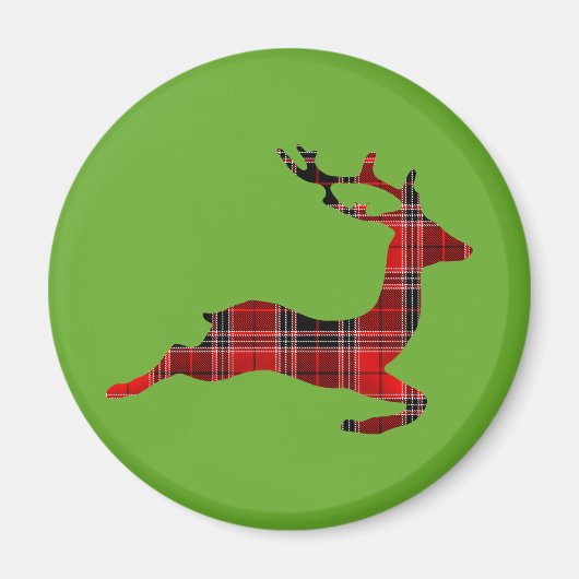 Red Tartan Rentier Schottische Weihnachten Magnet (Vorne)
