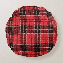 Red Tartan Rundes Kissen