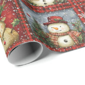 Red Tartan Santa Clause Snowman Rentier Weihnachte Geschenkpapier (Rolleneckpunkt)