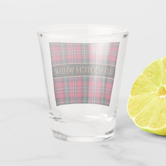 Red Tartan Scotch Whisky (anpassbar) Schnapsglas (Rückseite)