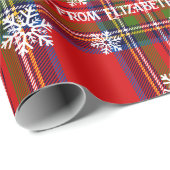 Red Tartan Snowflake Personalisierte Weihnachten Geschenkpapier (Rolleneckpunkt)