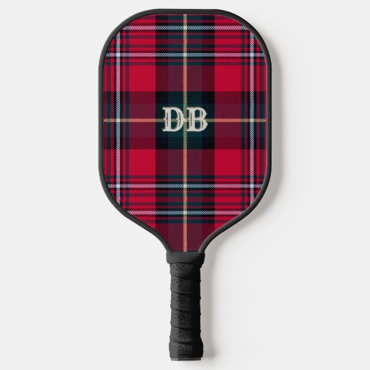 Red Tartan w/out) Name oder Initiale Pickleball Schläger (Vorderseite)