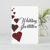 Red Tartan Wedding Einladung (Stehend Vorderseite)