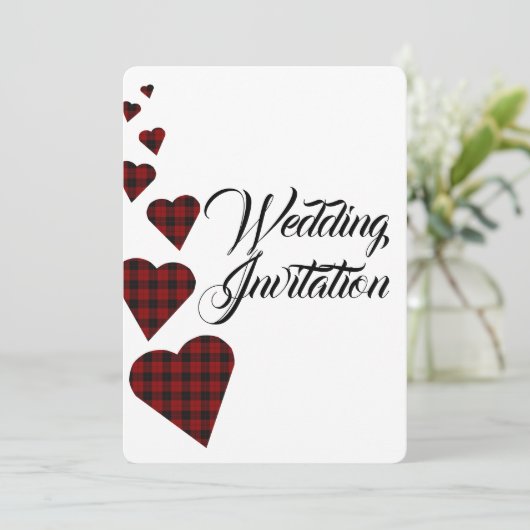 Red Tartan Wedding Einladung (Stehend Vorderseite)