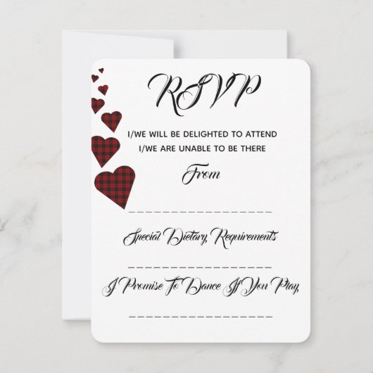 Red Tartan Wedding RSVP (Rückseite)