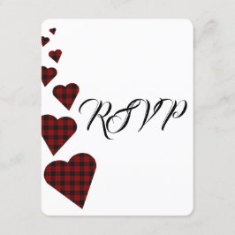 Red Tartan Wedding RSVP Karte