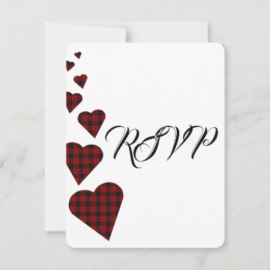 Red Tartan Wedding RSVP Karte (Vorderseite)
