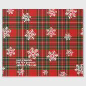 Red Tartan White Snowflake Personalisierte Weihnac Geschenkpapier (Flach)