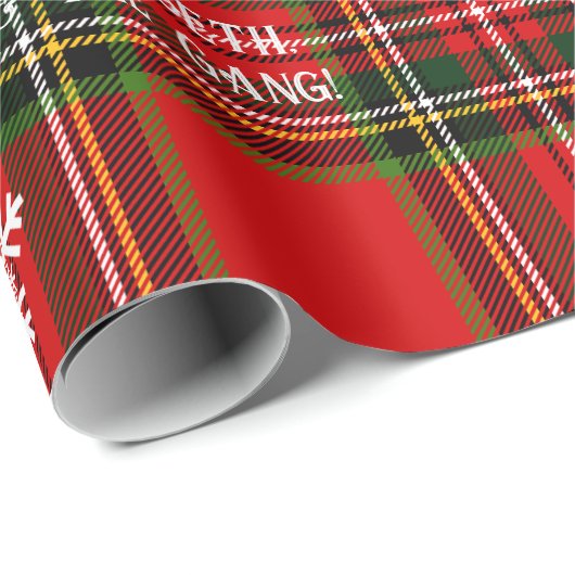 Red Tartan White Snowflake Personalisierte Weihnac Geschenkpapier (Rolleneckpunkt)