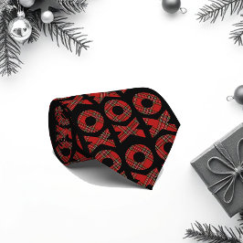 Red Tartan XOXO Muster auf schwarz Krawatte