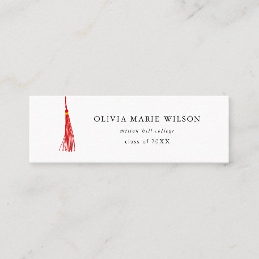 Red Tassel Abschluss Name Card Mini Visitenkarte (Vorderseite)