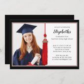 Red Tassel Foto Graduation Party Einladung (Vorne/Hinten)