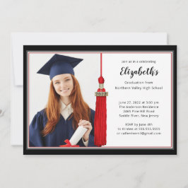 Red Tassel Foto Graduation Party Einladung