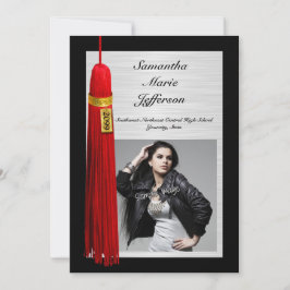 Red Tassel mit Foto Graduation Party Einladung