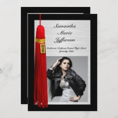 Red Tassel mit Foto Graduation Party Einladung (Vorne/Hinten)