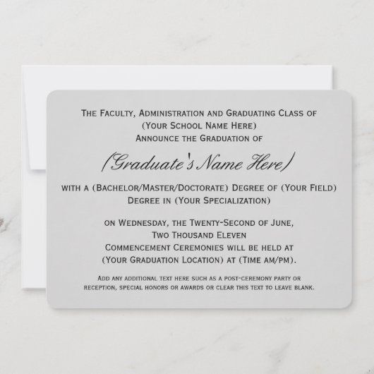 Red Tassel war den schweren Uni-Abschluss wert Einladung (Rückseite)