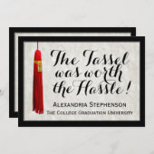 Red Tassel Worth Hassle Sprichwort Uni-Abschluss Einladung (Vorne/Hinten)