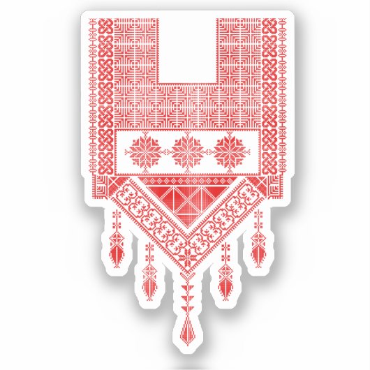 Red Tatreez Cross Stitch Traditionelle Stickerei Aufkleber (Vorderseite)