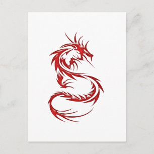 Red Tattoo Dragon Postkarte
