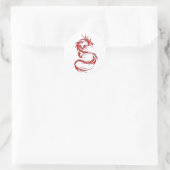 Red Tattoo Dragon Runder Aufkleber (Tasche)