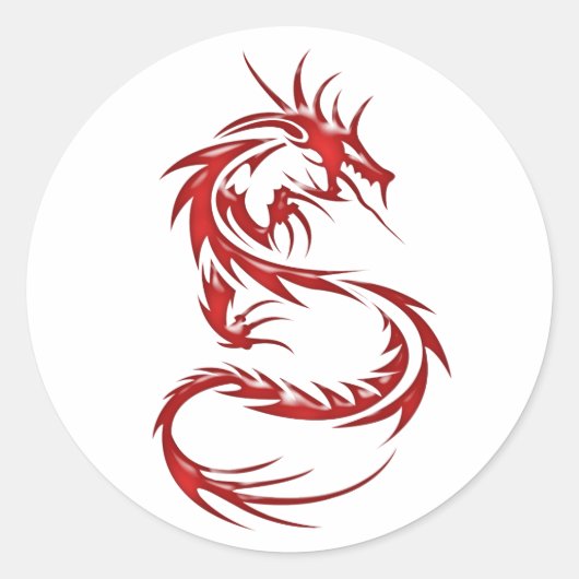 Red Tattoo Dragon Runder Aufkleber (Vorderseite)