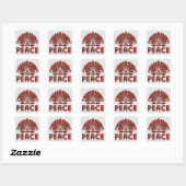 Red Tattoo Peace Art Quadratischer Aufkleber (Blatt)