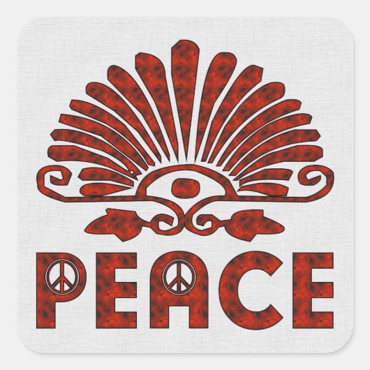 Red Tattoo Peace Art Quadratischer Aufkleber (Vorderseite)