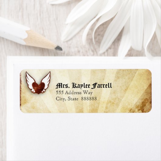 Red Tattoo Winged Heart Address Label (Insitu)