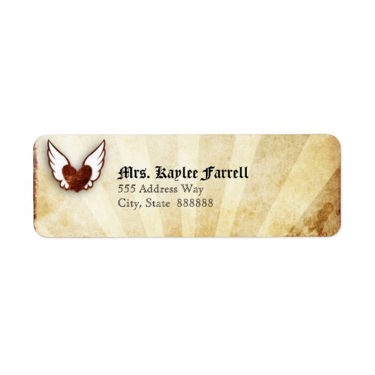 Red Tattoo Winged Heart Address Label (Vorne)