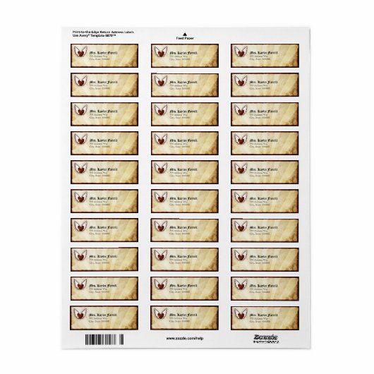 Red Tattoo Winged Heart Address Label (Vorne)