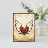 Red Tattoo Winged Heart Vielen Dank Postcard Postkarte (Stehend Vorderseite)