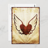 Red Tattoo Winged Heart Vielen Dank Postcard Postkarte (Vorne/Hinten)