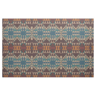 Red Taupe Brown Aquamarin Blue Orange Ethnic Look Stoff