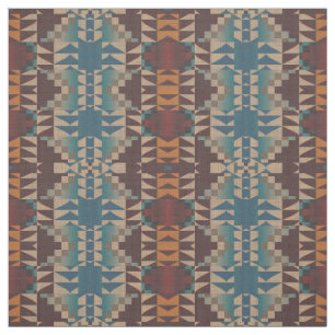 Red Taupe Brown Aquamarin Blue Orange Ethnic Look Stoff