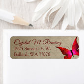 Red, Taupe Butterfly Return Address Labels (Insitu)