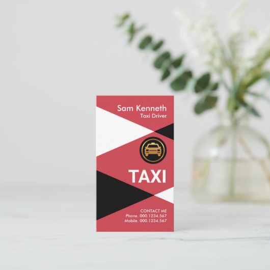 Red Taxi Triangle Visitenkarte (Stehend Vorderseite)