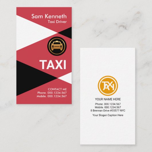 Red Taxi Triangle Visitenkarte (Vorne/Hinten)