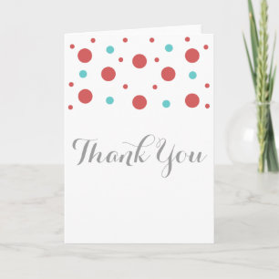 Red Teal Confetti Thank You Card Dankeskarte