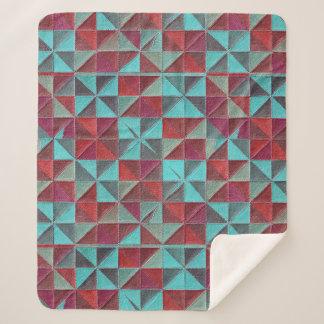 red, teal, purple, and gray quilt sherpadecke