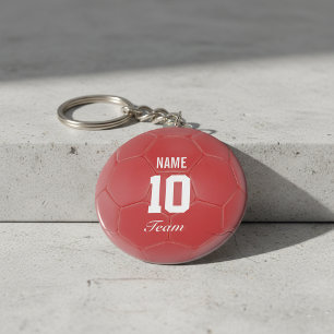 Red Team Soccer Ball Personalisierter Name Schlüsselanhänger