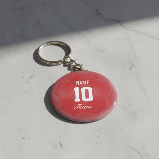 Red Team Soccer Ball Personalisierter Name Schlüsselanhänger