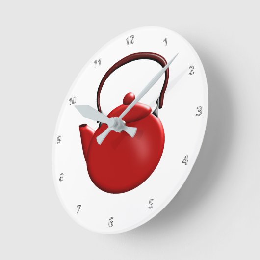 Red Teapot Design Runde Wanduhr (Winkel)