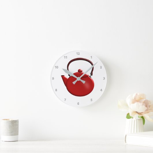 Red Teapot Design Runde Wanduhr (Zuhause)