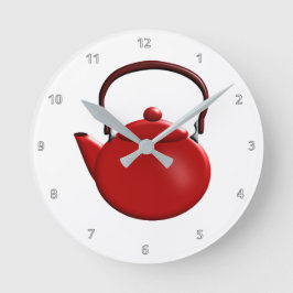 Red Teapot Design Runde Wanduhr