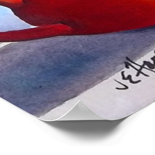 Red Teapot & Teacups Poster (Ecke)